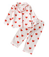 Qiylii Toddler Kids Baby Girl Satin Pajamas Set, Heart Print Valentine'S Day Silk Pajamas Sleepwear 2Pc Valentine Satin Pjs (7T,