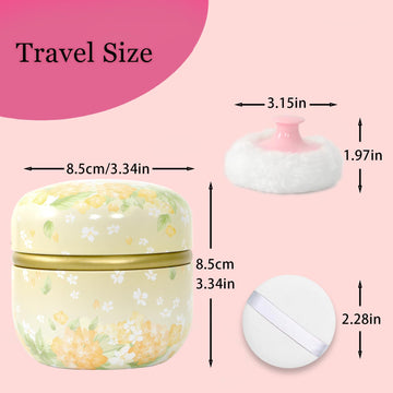 Shimido Body Powder Puff And Container, 3.15' Portable Empty Body Powder Container For Baby Women'S Loose Dusting Powder, Powde