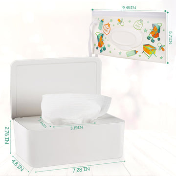 Whiidoom Diaper Wipes Dispenser Wipes Holder, Wipes Tissue Case Keeps Wipes Fresh Tissue Wipes Container With Lid (White)
