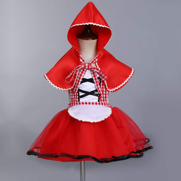 Fymnsi Baby Girls Halloween Deluxe Little Red Riding Hood Costume Cape Cloak Outfits Storybook Fairy Tale Costume 3-6 Months