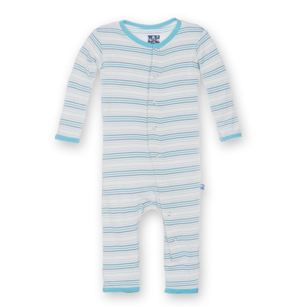 Kickee Pants Little Boys Print Fitted Coverall- Boy Desert Stripe, 12-18 Months