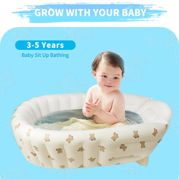 Collapsible Inflatable Baby Bathtub With Built-In Air Pump - Portable, Non-Slip Baby Tub For Newborns & Toddlers, Travel-Friendl