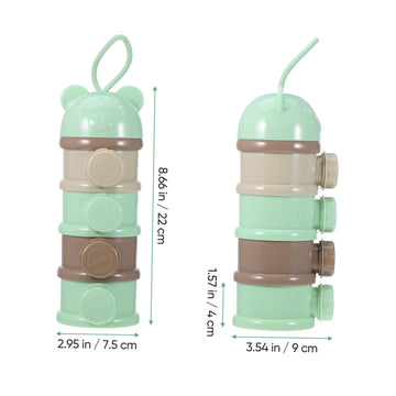 Imikeya Stackable Formula Dispenser - 4-Layer Milk Powder Container For Travel Light Green