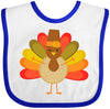 Inktastic Thanksgiving Pilgrim Turkey Holiday Baby Bib White And Royal Dd49