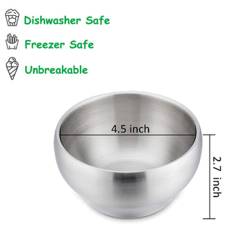 E-Far Bowls For Kids Toddlers, 12 Ounce Double-Deck 18/10 Stainless Steel Bowls For Baby Children, Healthy & Matte Finish, Insul