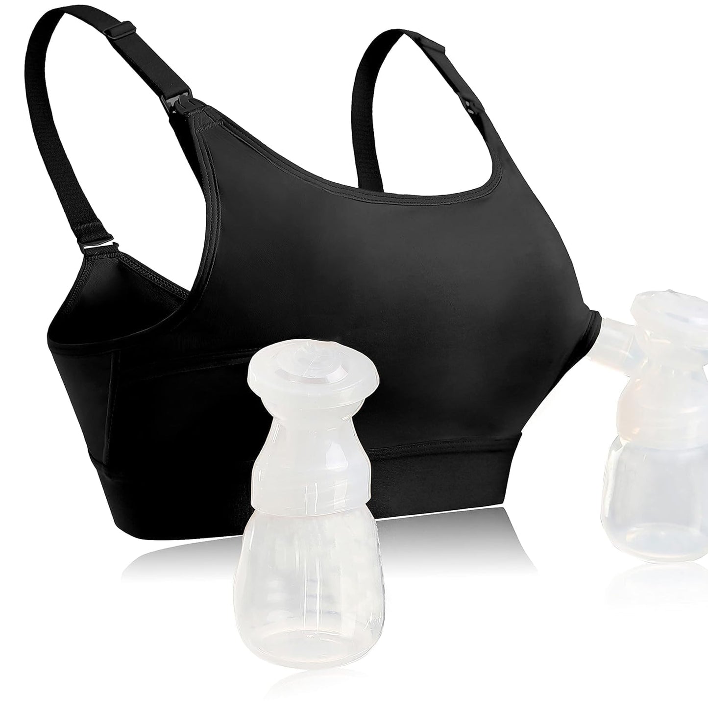 Hands Free Pumping Bra Hands-Free Breast Pump Bra Nursing Bras for Pumping Adjustable Breast-Pumps Holding and Nursing Bra (Blac