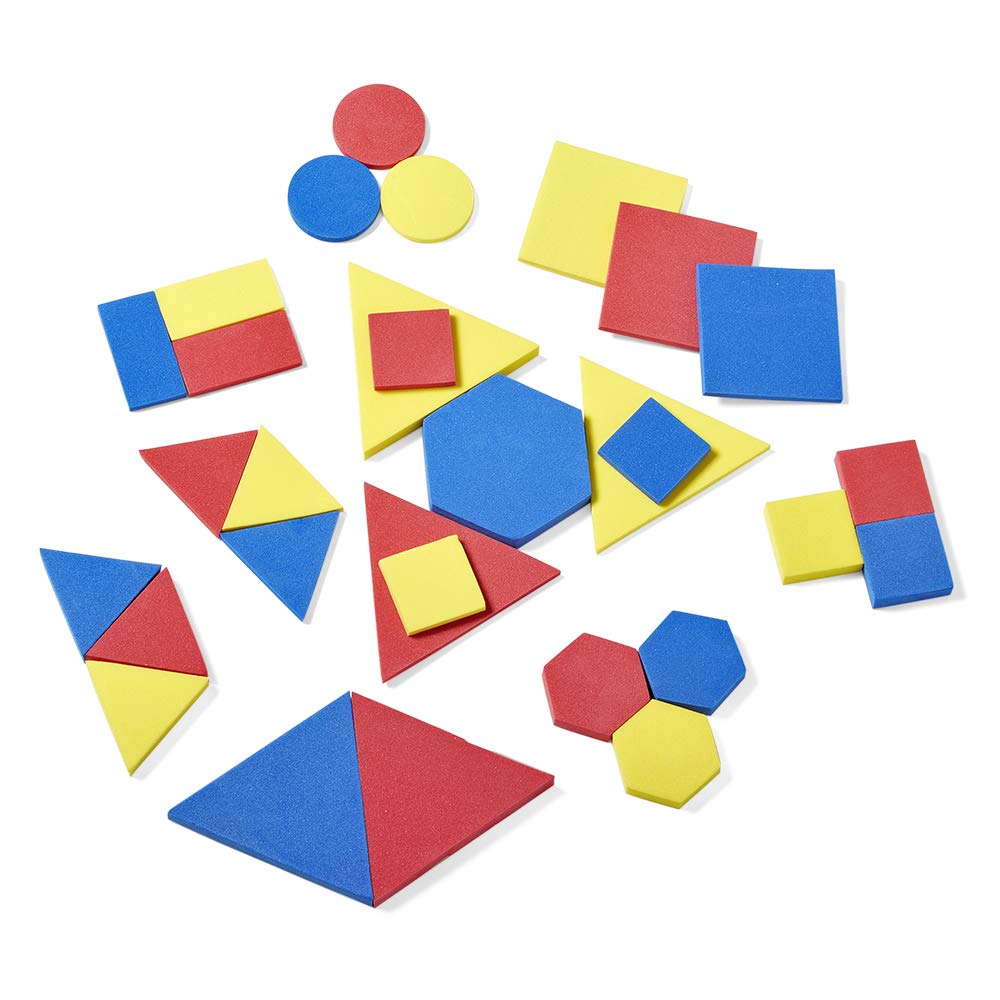 hand2mind Foam Attribute Blocks Student Kit, Geometry Set, Preschool Learning, Manipulatives for Preschool, Montessori Math, Sha