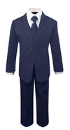 Luca Gabriel Toddler Boys' 5 Piece Classic Fit No Tail Formal Navy Blue Dress Suit Set With Tie And Vest - 18-24 Months