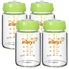 Matyz Glass Breastmilk Storage Bottles, 4-Pack (Green, 6Oz Each), Wide Mouth Food-Grade Borosilicate, Leakproof For Spectra Mede