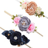 Mligril Baby Girl Floral Headbands- 3Pcs Nylon Headband Handmade Flower Crown Elastic Hairband Newborn Toddler Hair Accessories