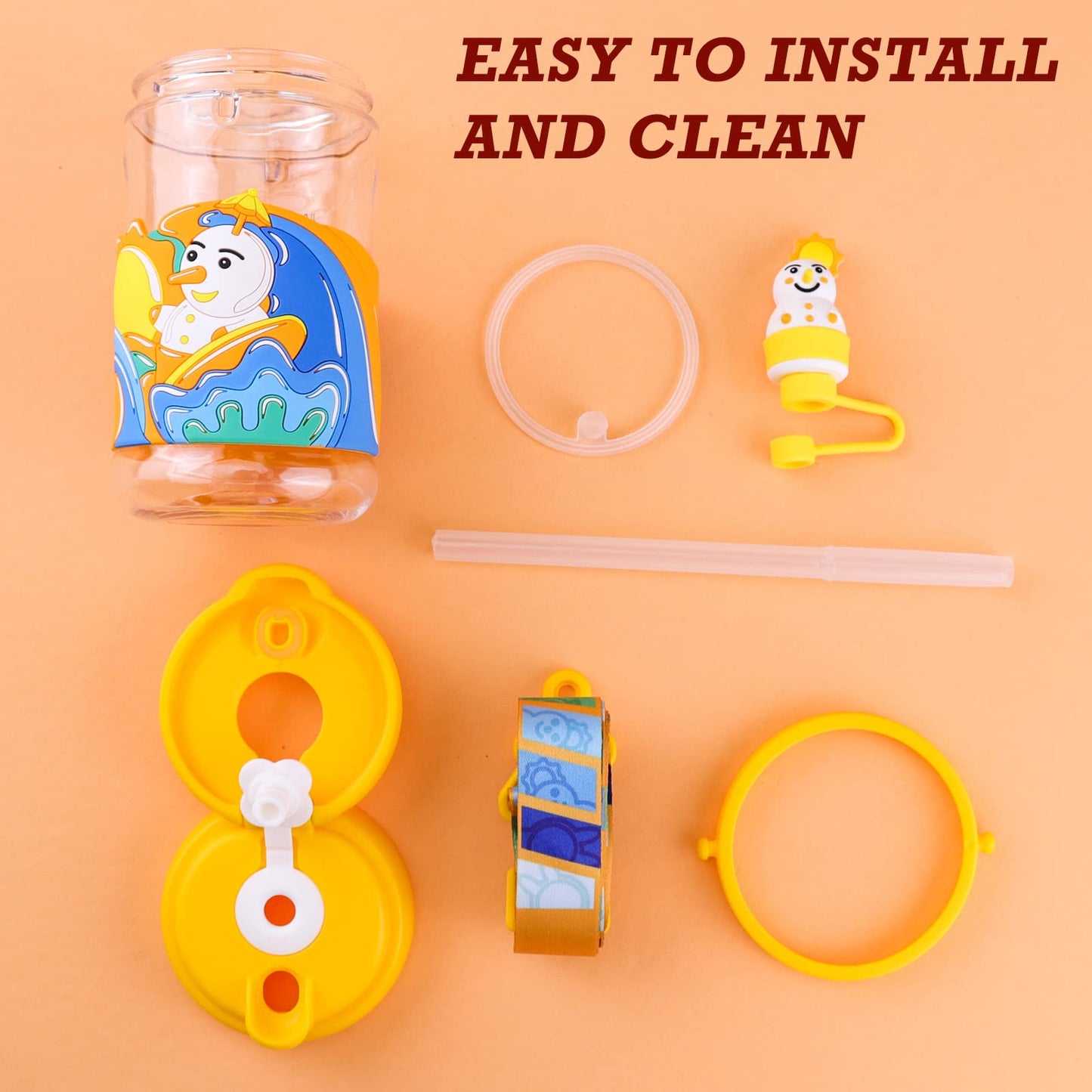 Bunnytoo Baby Sippy Cup With Straw & Spout,Transition Bottle For 1 Year Old,Spill Proof Toddlers Cup With Shoulder Strap & Dust