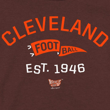 Retro Pennant Baby Apparel For Cleveland Football Fans (Nb-7T) (Chocolate Onesie, 12 Months)