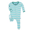 Kickee Pants Little Boys Print Footie- Boy Tropical Stripe, 3-6 Months