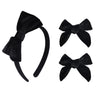 Black Velvet Bow Headband & 2 Pcs 4 Inch Hair Bows Set, Black School Hair Accessories for Little Toddler School Girls (Velvet Bl