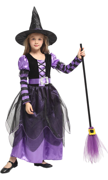 Narecte Halloween Costumes For Girls Halloween Costumes,Witch Costume For Girls Witch Costume,Kids Witch Costume Purple L