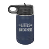 The Crafty Engineer Big Sister Big Brother Kids Water Bottle, Engraved Design With Flip Top Lid (Navy)