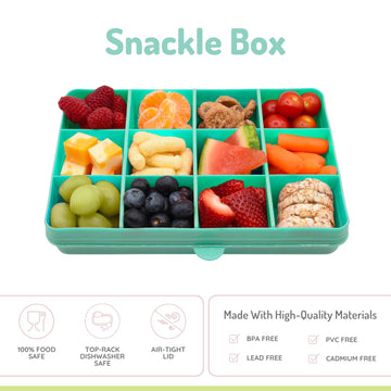 Melii Snackle Box - 12-Compartment Divided Snack Container, Bpa-Free Food Storage, Removable Dividers, Perfect For Kids Snacks,