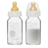 Hevea Standard Neck Glass Baby Bottles - Natural Rubber Slow Flow Nipples - Anti Colic Baby Bottles For Breastfeeding Babies - N