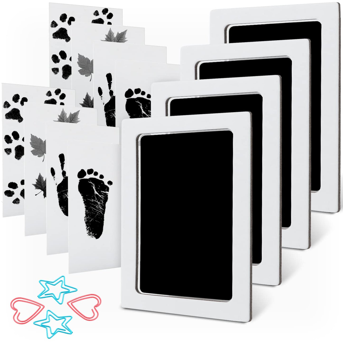 Mengni Baby Footprint Handprint Pet Paw Print Kit Large Size With 4 Ink Pads And 8 Imprint Cards