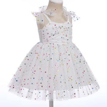 Idopip Baby Girls Sequin Star Tutu Dress Summer Sleeveless Backless Princess Birthday Party Dresses Toddler Girl First Communion
