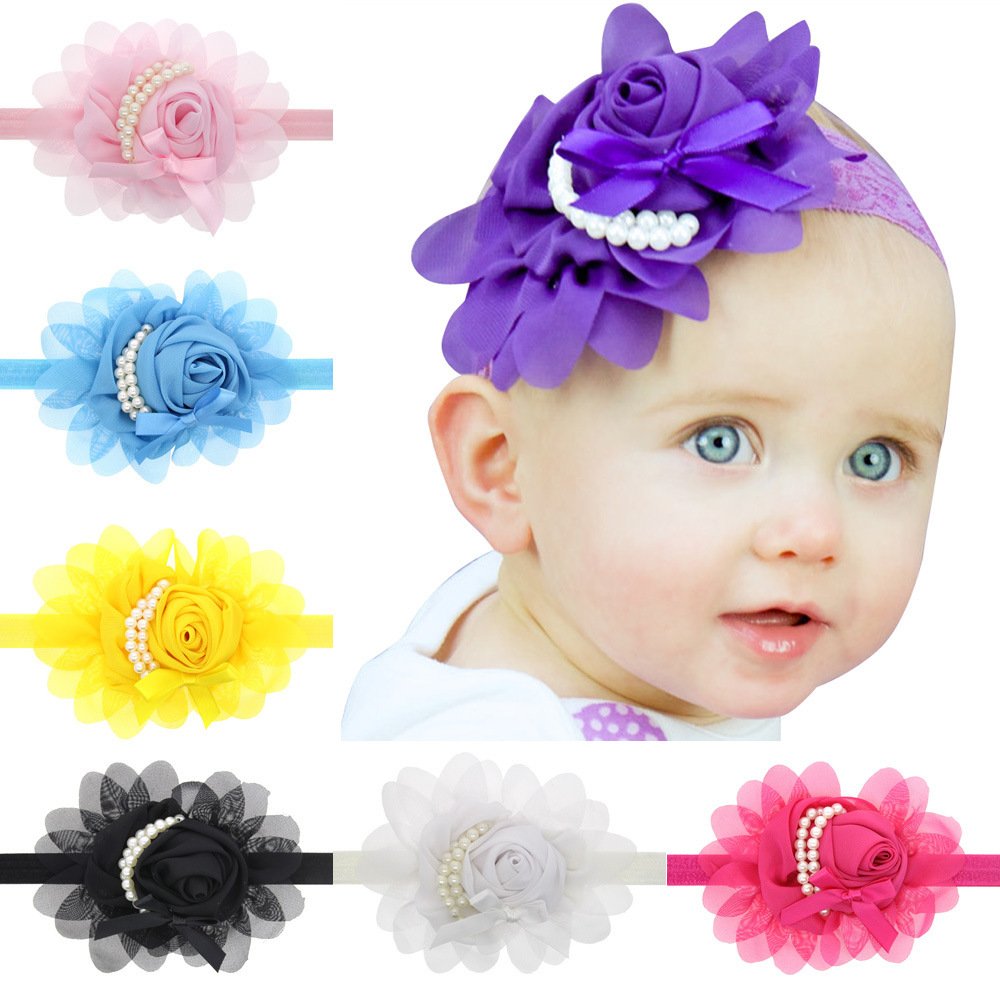 Lddcx Lovely Rhinestone Unusual Angel Girls Baby Pearl Flowers Hairband Headbands (Black)