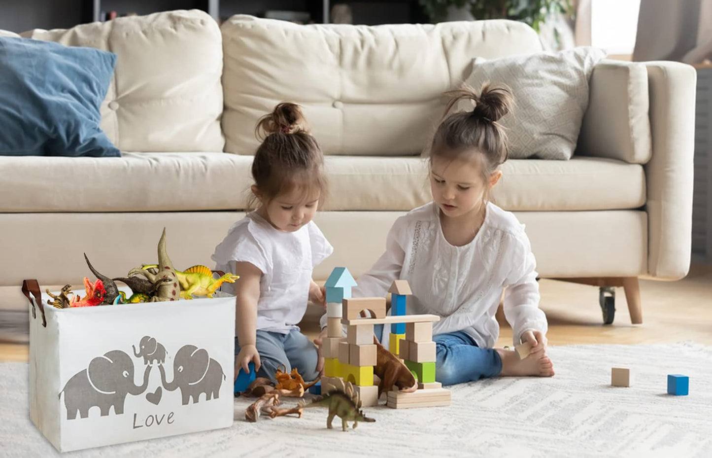 Hiyagon Baby Storage Basket Cute Elephant Basket For Boys And Girls Toy Storage Bin Organizer Box Gift Basket Empty Rectangular