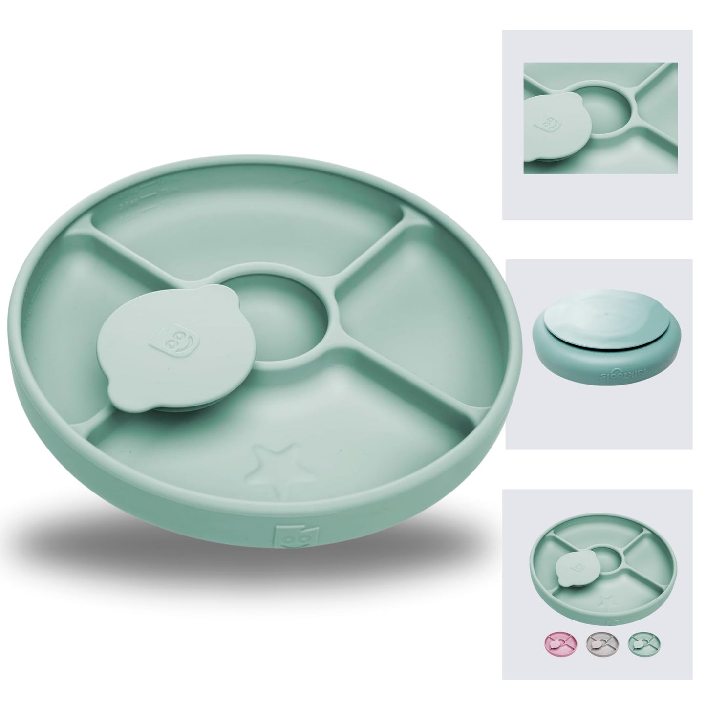 TalkTools Bitsy Feeding Kid s Essentials Plate Set - Toddler Utensils, Spoon and Fork, Lid, Perfect for Mealtime - Strong Sucti