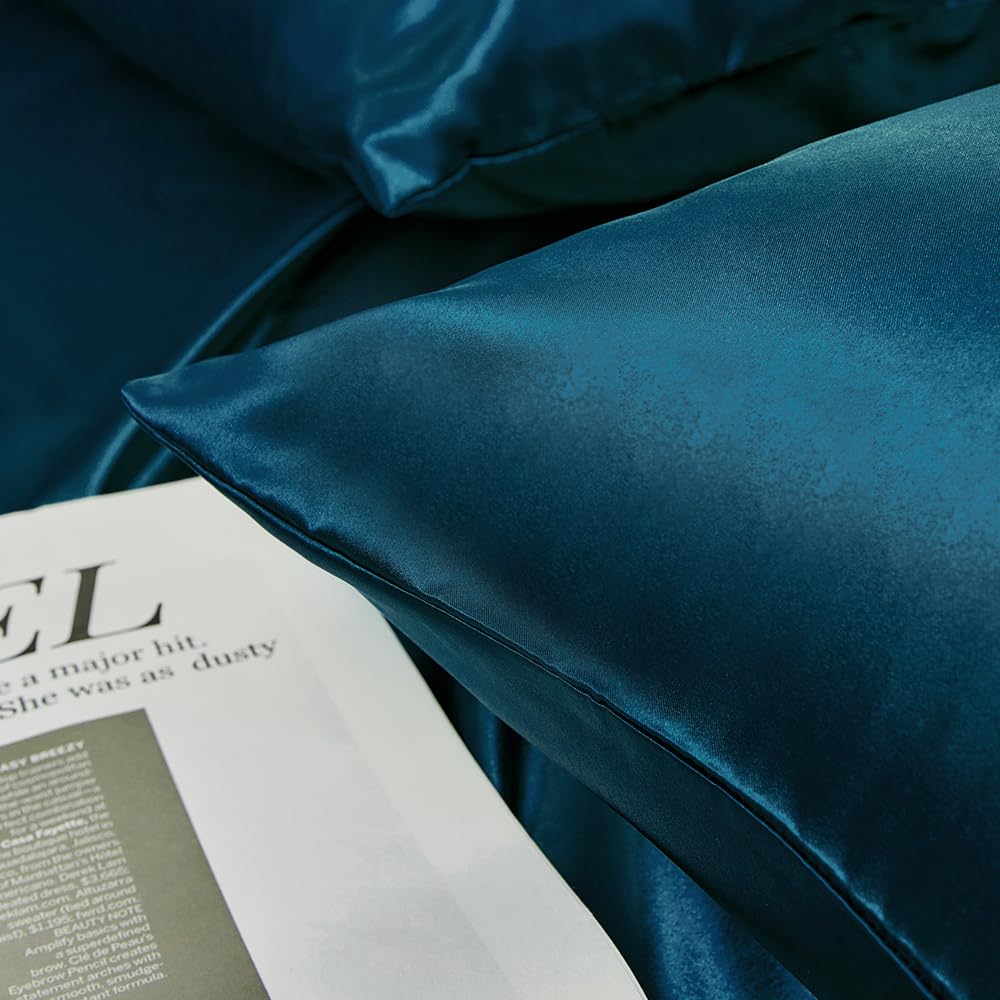 Toddler Pillow Cases 14 X 20 2 Pack Travel Pillowcase Breathable Silky Soft Baby Pillow Cases Deep Sea Blue Kids Satin Pillowcas