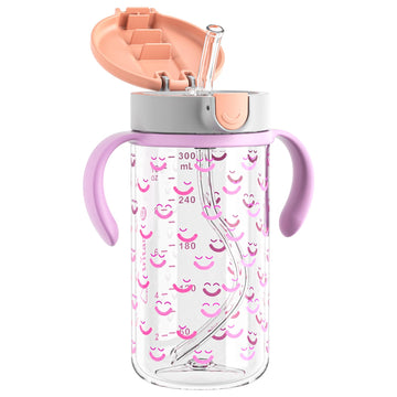 Evorie Tritan Toddler Sippy Cup With Silicone Straw, Spill-Proof Straw Water Bottle For Kids 1-4 Years Old, 10 Oz, Removable Han