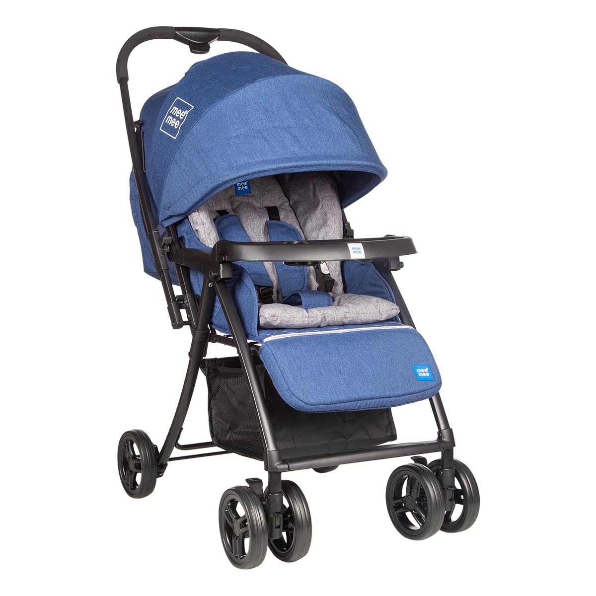 Mee Mee EasyToPush Baby Stroller Pram For 03 Years | Quick OneHand Fold, Adjustable Backrest & Comfortable Seating | Rear Wh