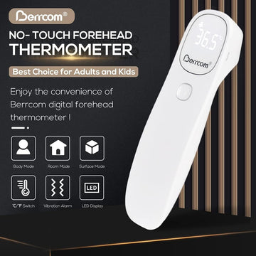 Berrcom Non Contact Infrared Thermometer Digital Forehead Thermometer For Adults And Kids Temperature Thermometer 3 In 1 With Fe