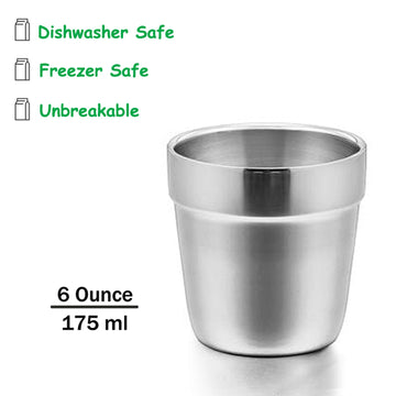 E-Far Metal Cups For Kids Baby, 6 Ounce Stainless Steel Insulated Cups For Toddler Children, Training & Transition, Double Wall