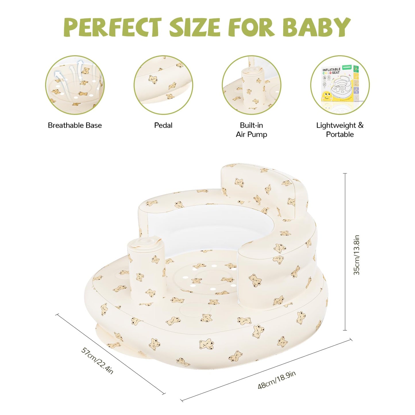 Momsnug Inflatable Baby Seat For Babies 3 Months And Up, Inflatable Baby Chair, Baby Floor Seats For Sitting Up, Built-In Air Pu