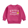 Toddler Baby Girl Boy Valentines Day Outfit Fries Before Guys Sweatshirt Shirt Long Sleeve Pullover Winter Clothes (A-R-Purple,