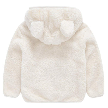 Jeskids Toddler Girls Boys Fleece Hoody Jacket Zip Up Teddy Coat Warm Winter Outwear White