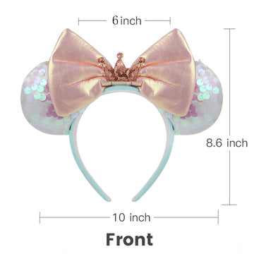 Rcjera Minnie Sequin Mouse Ears Headband For Women Girls Boys, Sequin Bow Headbands Classic Glitter Party Princess Decoration