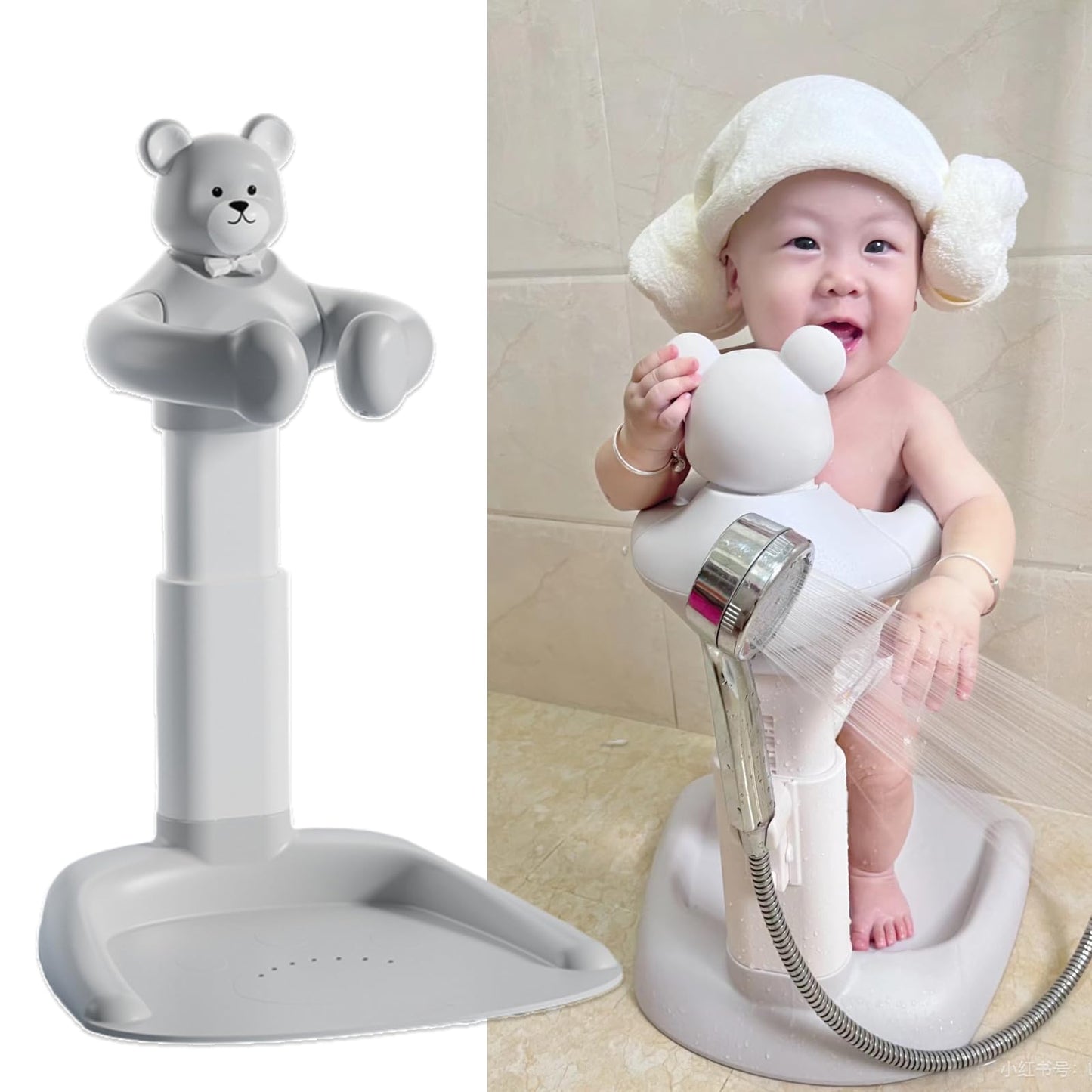 Baby Shower Stand with Adjustable Support - Eases Parent Strain, Prevents Water in Ears, Ensures Thorough Cleaning and Promotes