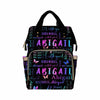 Personalized Diaper Backpack With Text, Custom Name Diaper Bag Baby Nappy Bag Fashion Black Shoulder Bag Casual Daypack Bag For