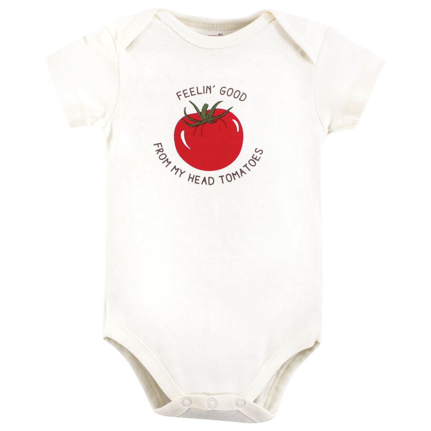 Touched By Nature Unisex Baby Organic Cotton Bodysuits, Happy Veggies, 0-3 Months