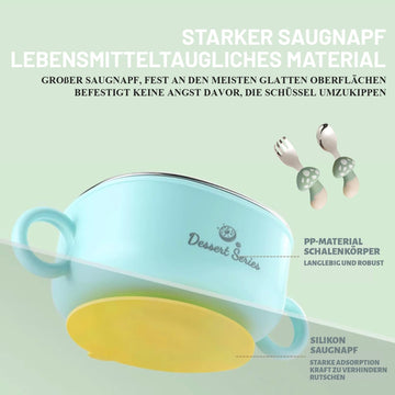 Suction Bowls For Baby, 316 Stainless Steel Marine Grade Toddler Suction Bowls - Non-Slip Silicone Mat, Stainless Steel Fork & S