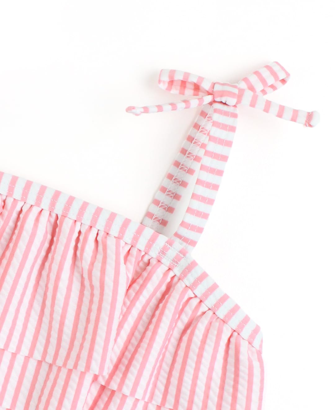 Rufflebutts Bubblegum Pink Seersucker Seersucker Bow Ruffle Bikini - 18-24M