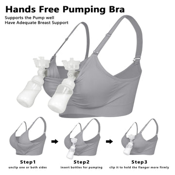 Ilovesia 3Pack Nursing & Pumping Bra All In One Hands Free Pumping Bra Black+Gray+Beige Size 2Xl