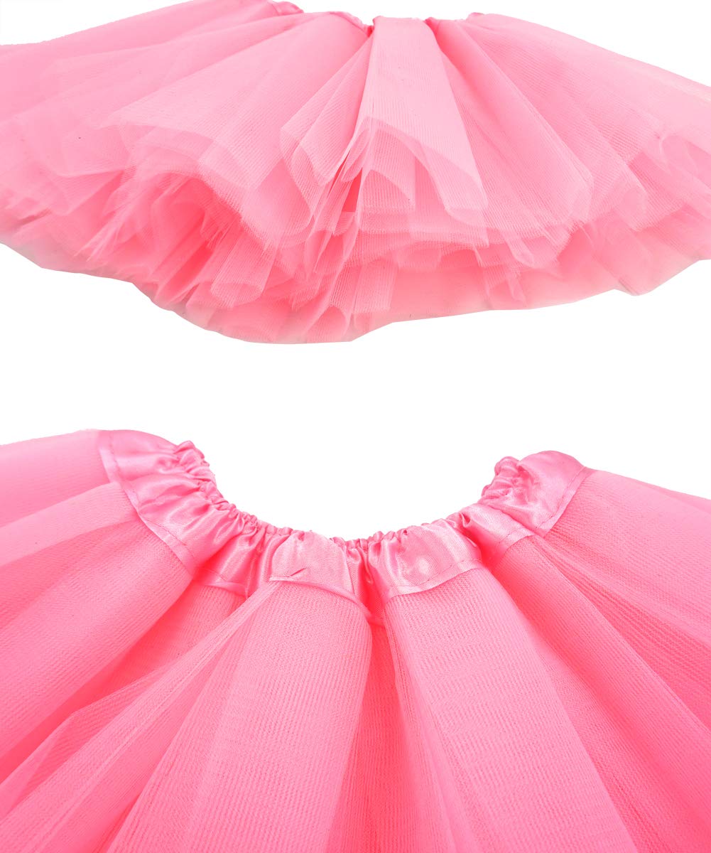 Bgfks 5 Layered Toddlers Tulle Tutu Skirt For Girls With Headband For Baby Girl 0 To 36 Months (Pink, M,6-24 Months)