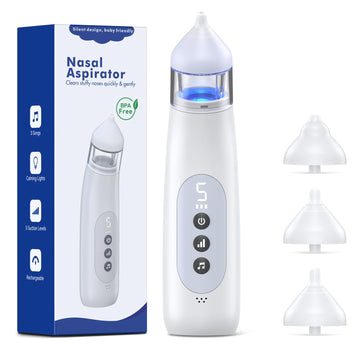 Pudult Nasal Aspirator For Baby, 5 Suction Levels Baby Nose Sucker, Music And Light Soothing Function Nose Sucker For Baby To Re
