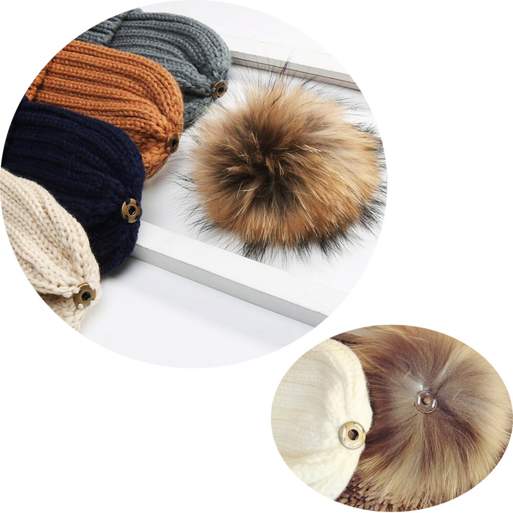 Baby Girl Winter Cap, Solid Color Knitted Beanie Hat With Pom Pom Hat Winter Warm Skull Cap Red 46-51Cm