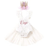 Onderful 1st Birthday Girl Outfit Cake Smash Boho Rainbow First Birthday Dresses Princess Floral Party Supply Lace Romper Mini T