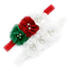 My Lello Girls Flower Headbands Toddler Fabric Beaded Trio Stretchy Elastic Pair (Red/White/Green/White)