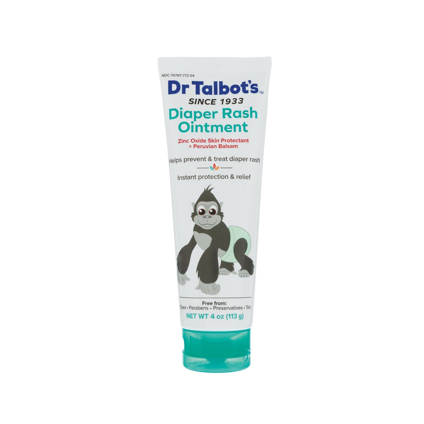 Dr. Talbots Baby Diaper Rash Ointment - 4 oz - Zinc Oxide Skin Protectant with Peruvian Balsam - Treats and Prevents Rash