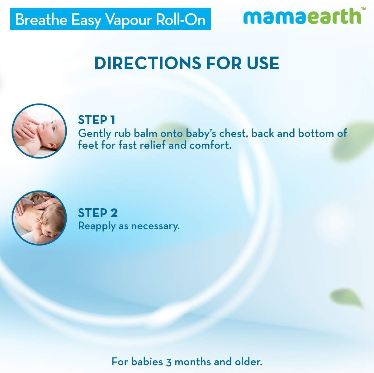 Mamaearth Breathe Easy Vapor Baby Roll On | Gentle Chest & Back Rub With Eucalyptus | Helps Relieve Cold & Nasal Congestion | 1.
