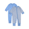 Teach Leanbh Baby Boys Girls 2-Pack Footless Pajamas Cotton 2 Way Zipper Long Sleeve Romper Jumpsuit Sleep And Play (Blue+Stripe